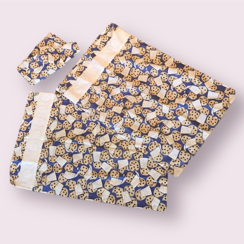 5 for $15 Cookies & Milk Lace-Trimmed Pillow Cases & Print Gift Bag Standard Set